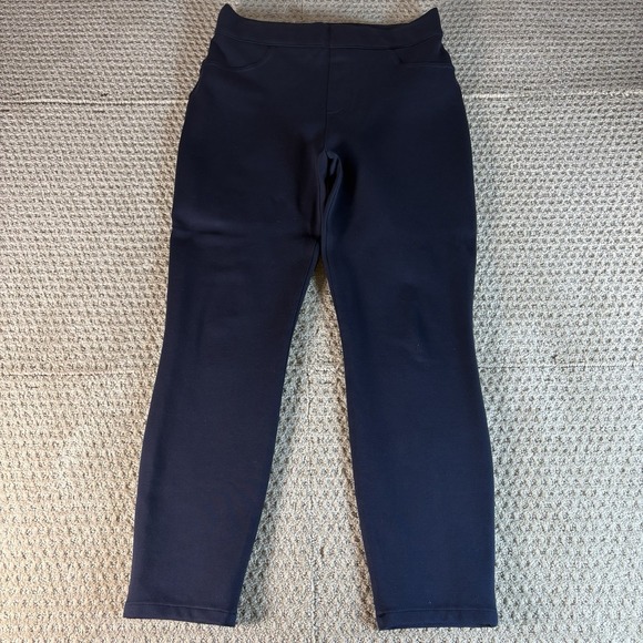 SPANX Pants - Spanx Size L The Perfect Pant Ankle Back Seam Skinny Pants Leggings Navy Blue